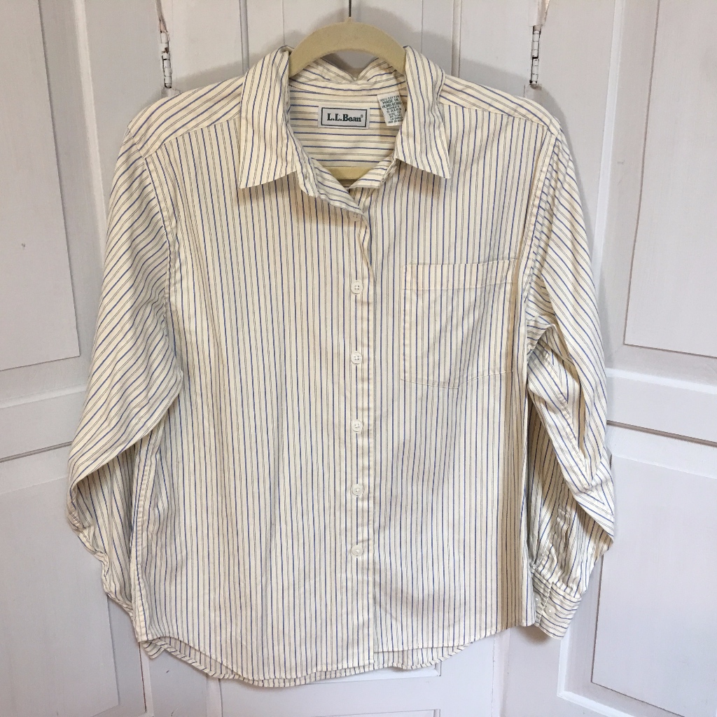 L.L. Bean Yellow & Blue Striped Blouse